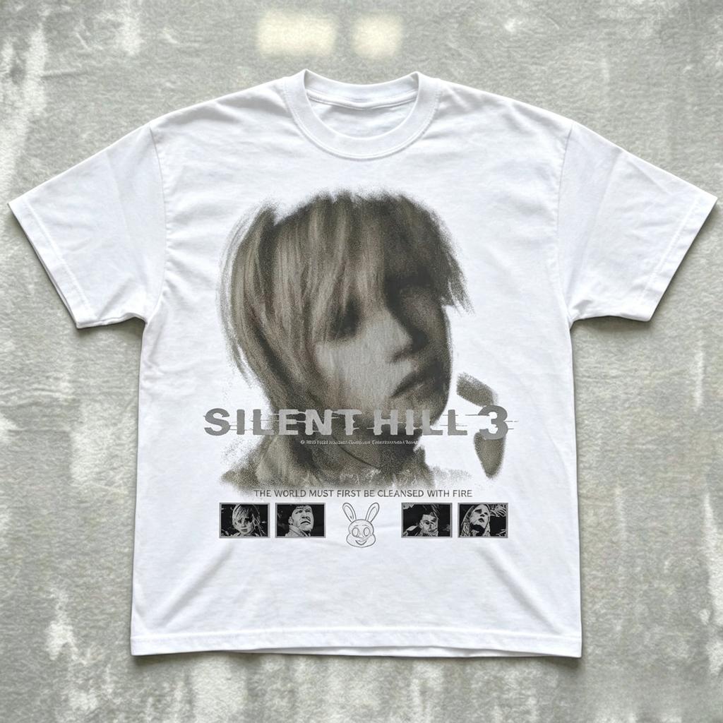 Футболка Silent Hill 3 Хизер Унисекс Унисекс Хлопок Винтаж Хоррор Игра Оверсайз Повседневная Уличная Одежда Геймерская С коротким рукавом Ретро Футболки Топы