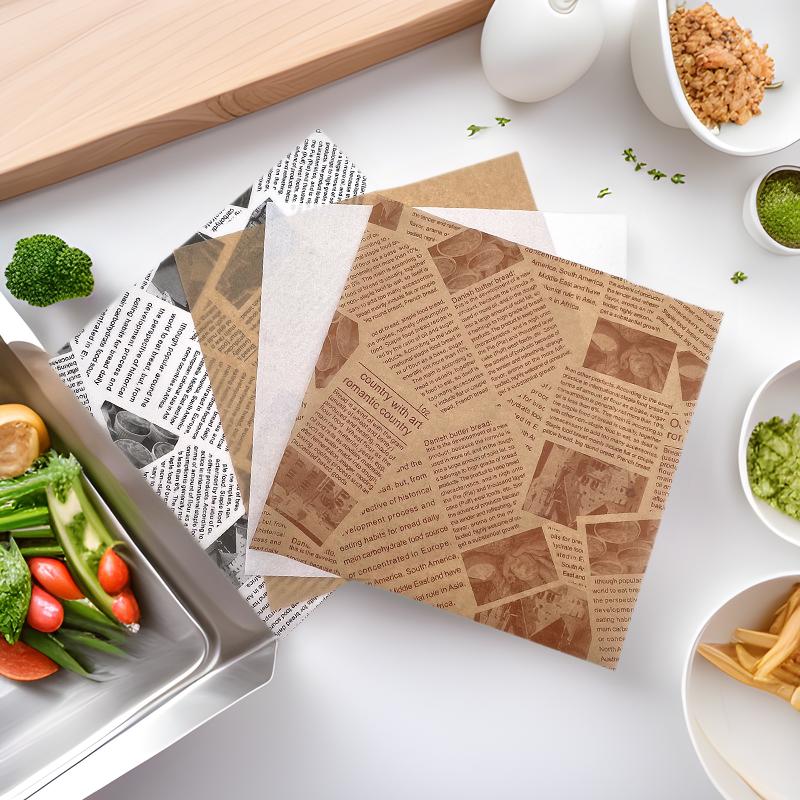 Маслостойкий коврик для закусок и бумажные вкладыши для аэрофритюрницы - Плотная, маслостойкая бумага для гамбургеров, сэндвичей и подносов
