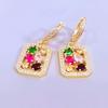 Multicolor Zircon Rectangular Drop Earrings for Women 2024 New Fashon Cubic Zirconia Earring Trendy Party Jewelry Accessories