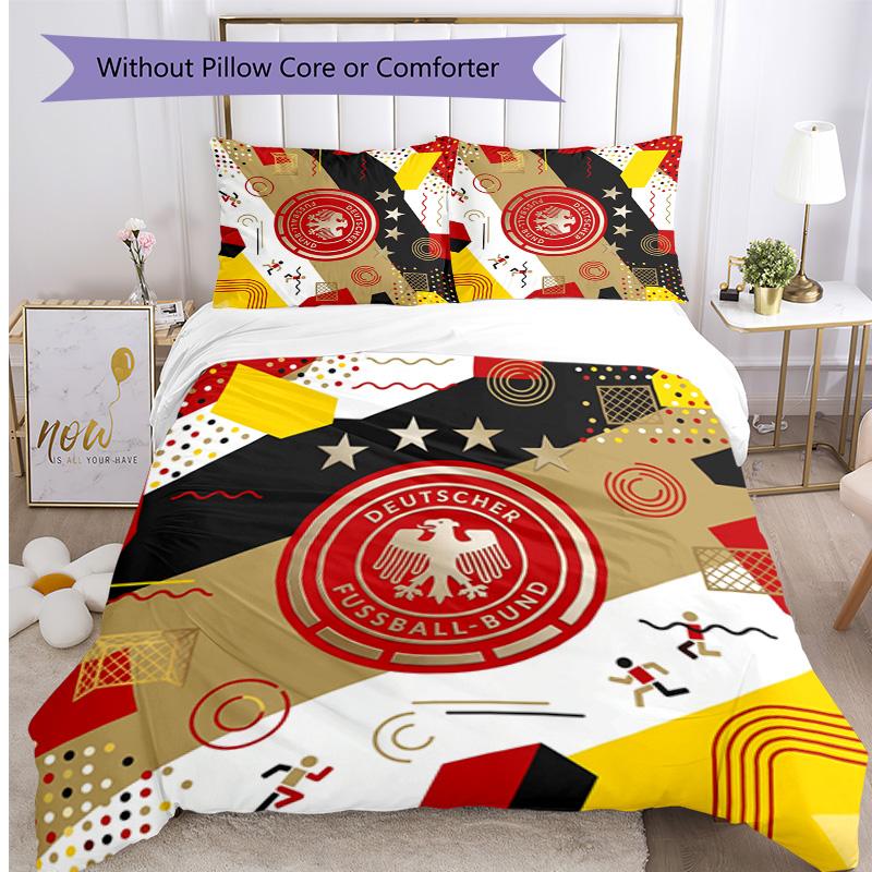 Germany Football Printed Bedding 3 Piece Set Cozy Breathable Bed Cover Set as Housewarming Holiday Gift