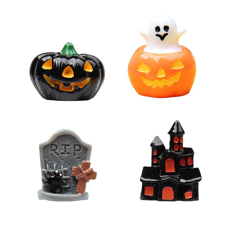 Миниатюрные фигурки на Хэллоуин, мини-симуляция, фигурки тыквенных призраков на Хэллоуин, украшение для дома, фестиваль, поделки из смолы, подарок