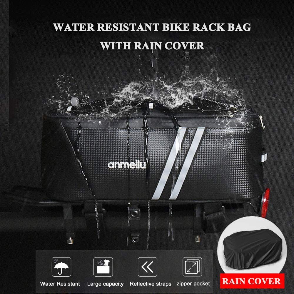 Lixada Bicycle Trunk Bag, Bicycle Rack Rear Carrier Bag, Bicycle Commuter Bag, Waterproof (Rain Cover Included)