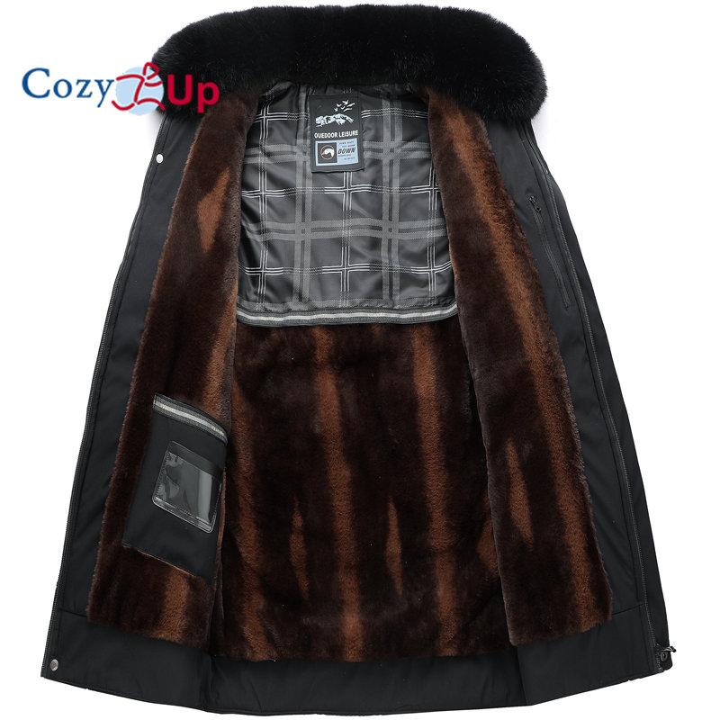Cozy Up Новая зимняя мужская теплая парка, толстое пальто с большим меховым воротником, однотонная мужская повседневная тонкая куртка, мужские большие карманы