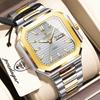 POEDAGAR Square Dial Male Watch Waterproof Luminous Date Week Watches For Men Exquisite Stainless Steel Men's Quartz Wristwatch