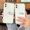 Мультяшный Милый Рыбка Кошка Прозрачный Чехол для Телефона Пара Для IPhone 17e 16e Air 17 16 14 15 Plus 13 11 12 Pro Max Прочный Прозрачный Чехол
