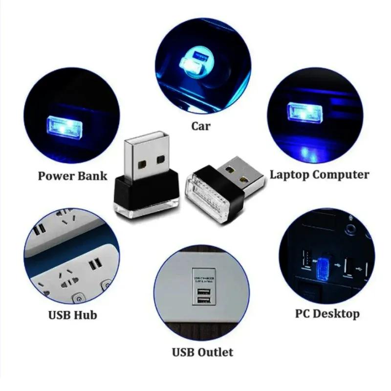 Mini Car Interior Ambient Lights Atmosphere Lamp USB LED Car Lights PC Car Decoration Light Plug and Play Decor Lamp Lighting