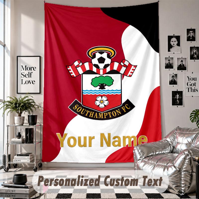 Wall Hanging Tapestry With Custom Name & Text, Southampton FC Decorative Tapestry For Bedroom