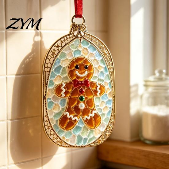 Holiday Seasonal Gift Christmas Sea Glass Sun Catcher, Acrylic Hanging Ornament for Garden Home Decor, Festive Window Wall Decoration Rainbow Maker