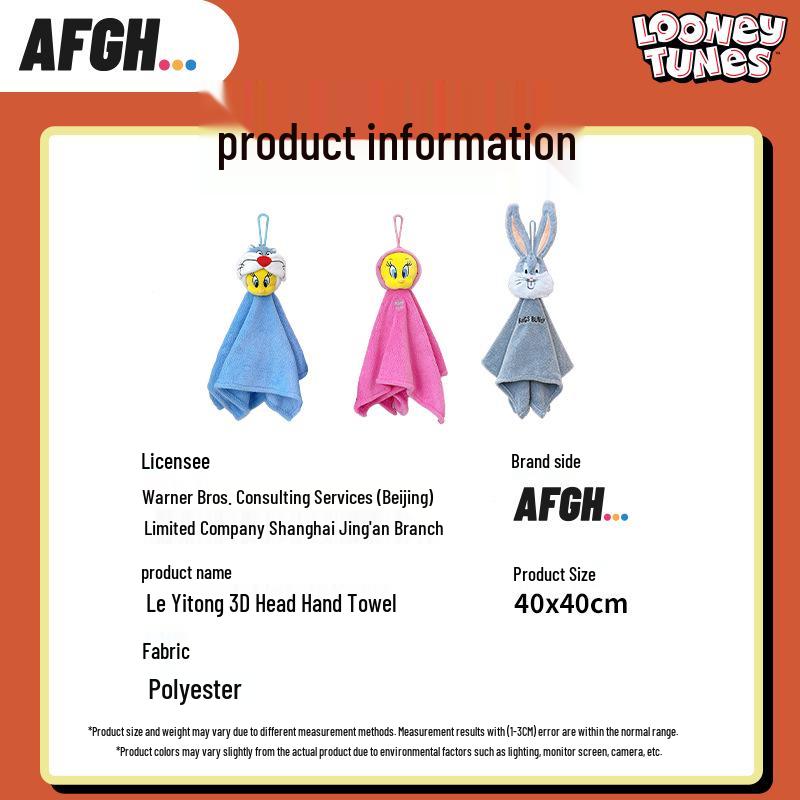 Happy Tunes 3D Tweety & Bugs Bunny Hand Towel - Thickened, Soft, Hanging Design