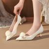 White Wedding Shoes for Bride Mid Heel Women Floral Low Heel Bridal Shoes New Fashion