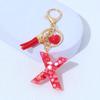 Red A-Z Alphabet Initial Letter Keychain Cute Heart Tassel Resin Charms Keyrings Handbag Charms Car Pendant Trinkets Women Gifts