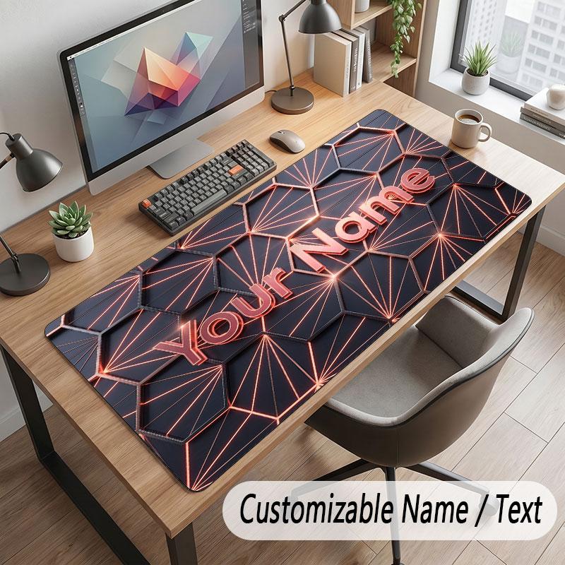 Abstract Geometric Theme Customized Mouse Pad Personalized Print Name Text Desk Mat For Home Office Table Decor