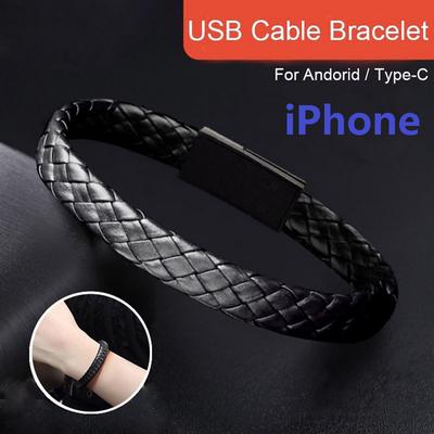 Кабель USB для передачи данных с телефона, в виде плетеного браслета