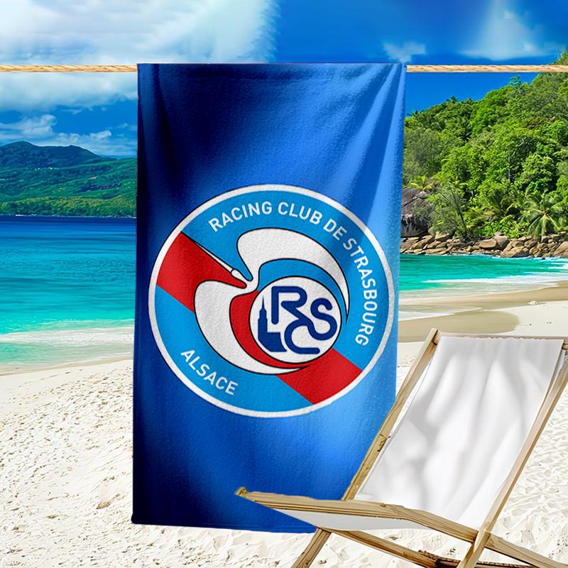 Football Strasbourg Crest Beach Towel - Soft, Absorbent Microfiber, Lightweight, Ideal for The Beach, Parties, Travel, Camping fan gifts