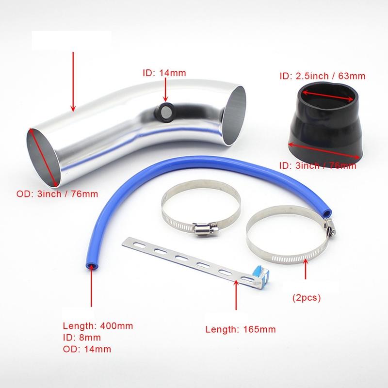 76mm 3inches Car Refitted Winter Mushroom Head Air Filter Intake Pipe Filter High Flow High Cold Air Filter Aluminum Pipe Kit