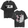 Anime AOT Attack on Titan Washed Tshirt Shingeki No Kyojin Season 4 Final Rumbling Eren Yaeger Oversized Tshirts Streetwear