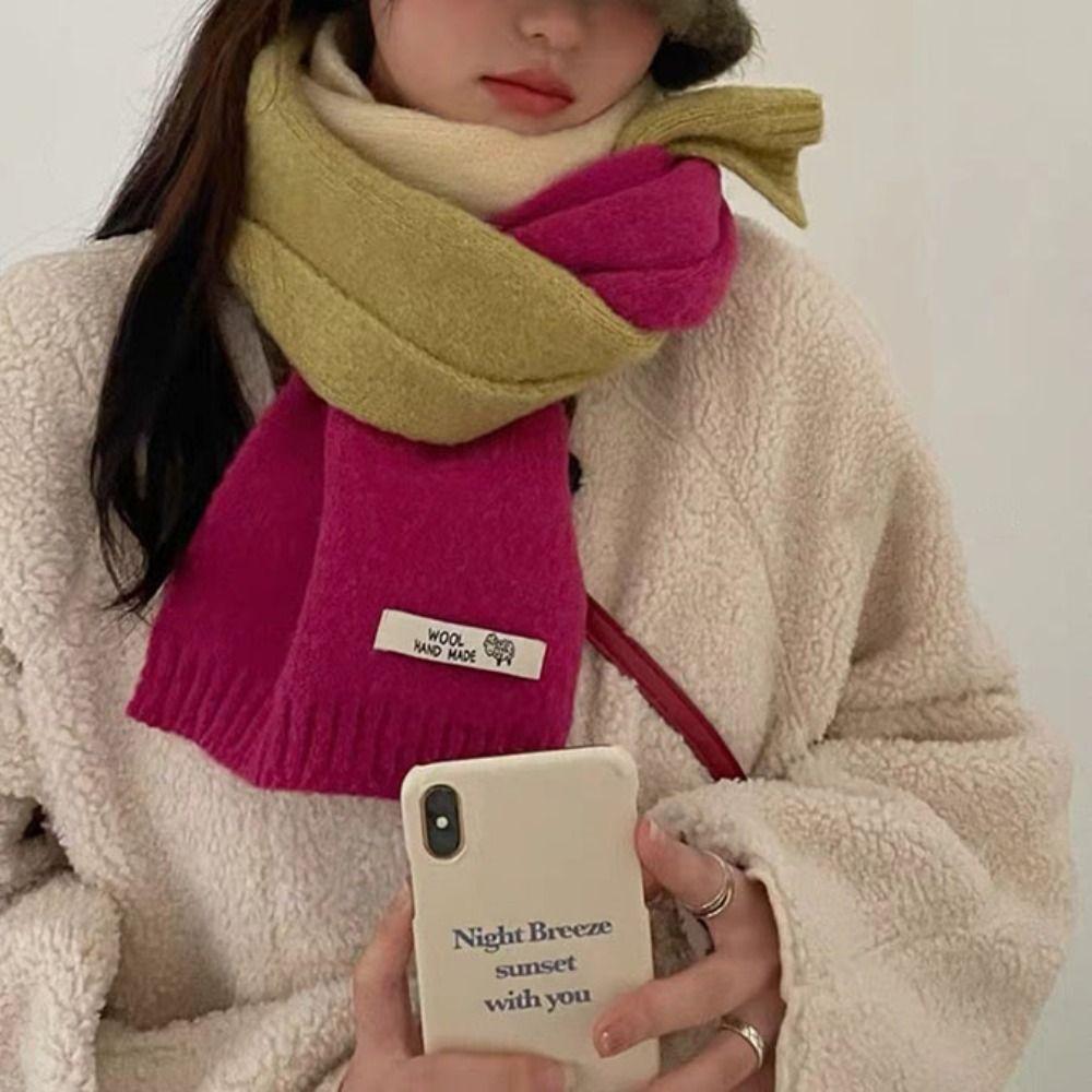 Striped Knitted Scarves Korean Style Neckerchief Shawl New Wool Scarf L Women