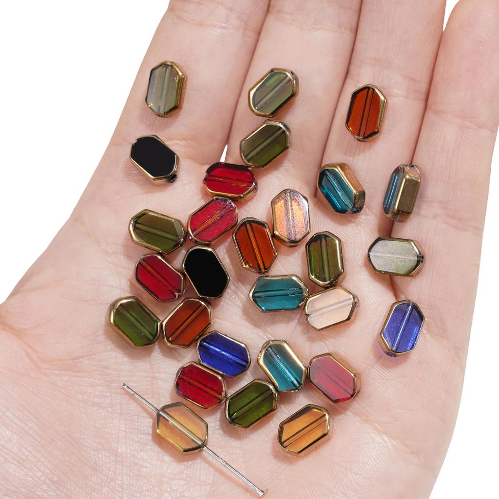 5-10 шт. Стеклянные золотые бусины прямоугольной формы, хрустальные бусины для DIY браслета, ожерелья, изготовления ювелирных изделий, украшения