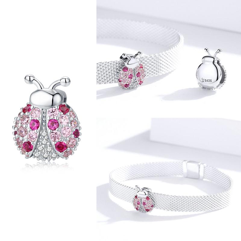 WOSTU 925 Silver Circle Charm Round CZ Bead Bead Clip Fit reflection Charm Bracelet Jewelry Accessories CQX101