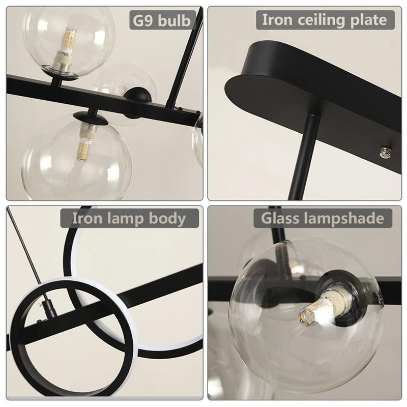 Glass Bubble Pendant Lamp Black Glod Modern NEW Long Ceiling Chandeliers Light Indoor LED Hanging Ceiling Interior Lighting