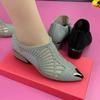 Hollowed Out Mesh Yarn High Heeled Sandals Water Diamond Breathable Low Heel Pointed Head New Fashion Summer