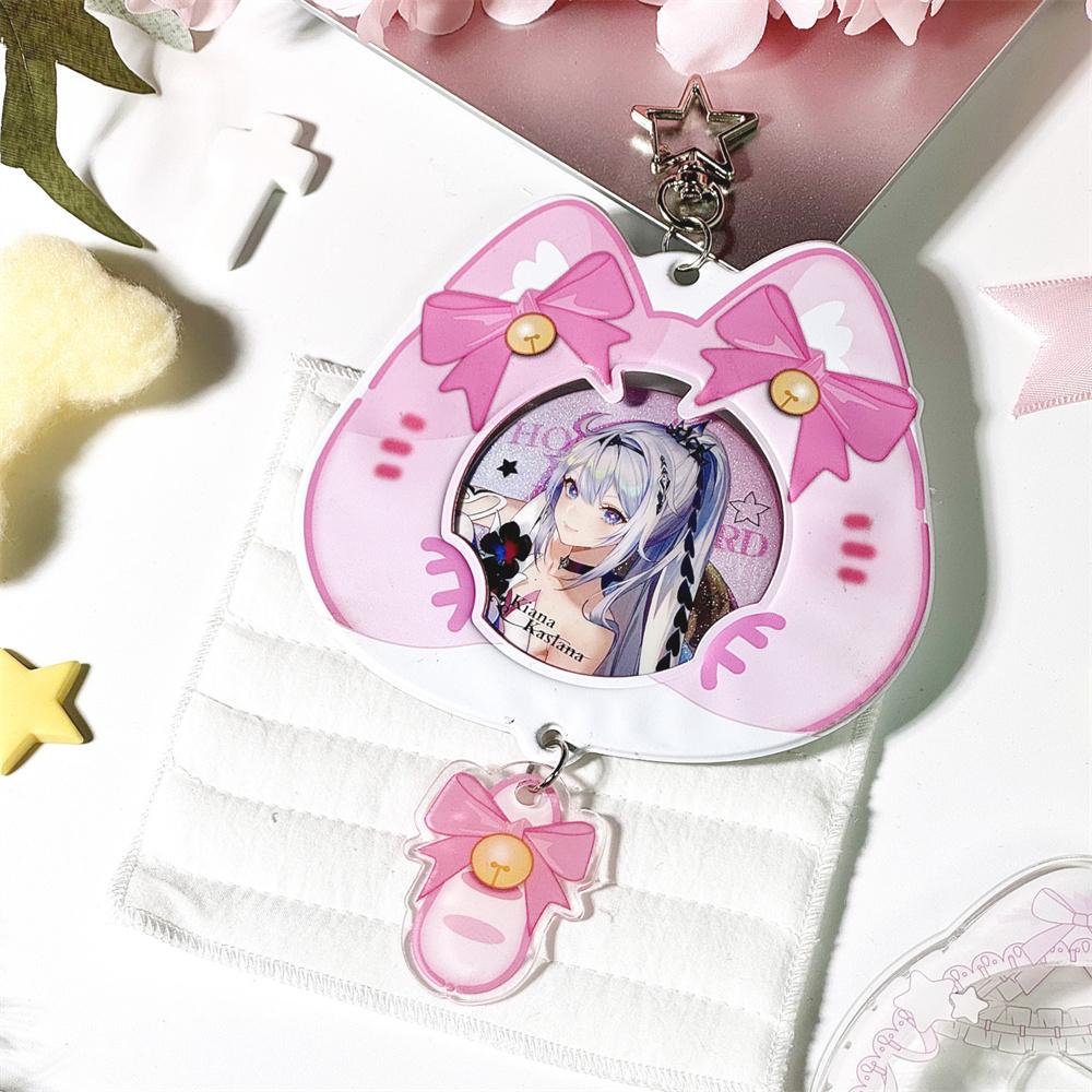 Cat Bow PVC Photocard Holder ID Card Badge Holder Photo Card Holders Transparent Display Protective Cover Backpack Pendant
