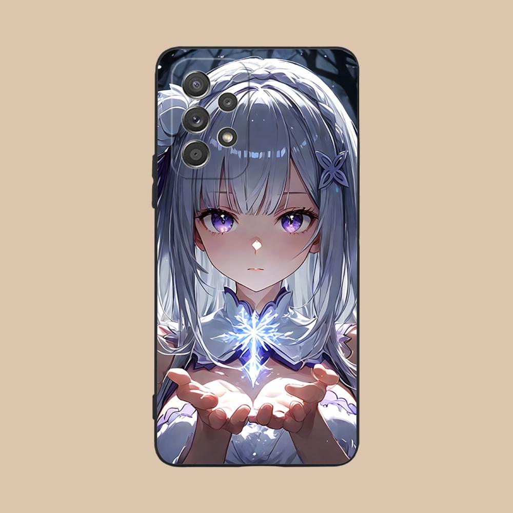 ReZero Emilia Waifu Matte TPU Mobile Phone Case for Samsung Galaxy M55 54 42 35 34 33 32 23 22 15 14 13 12 F55 5G Colorful Cover
