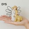 Angel And Dog Figurine Resin Hand-Painted Home Office Tabletop Ornament Mini Angel Girl And Dog Statue Gift for Dog Lovers