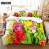 Тюльпаны Комплект пододеяльника Двуспальный 200x200см 3D Цветочный Пододеяльник 220x240 Кинг Постельное белье Полуторный Размер 3шт 2шт Односпальный 140x210