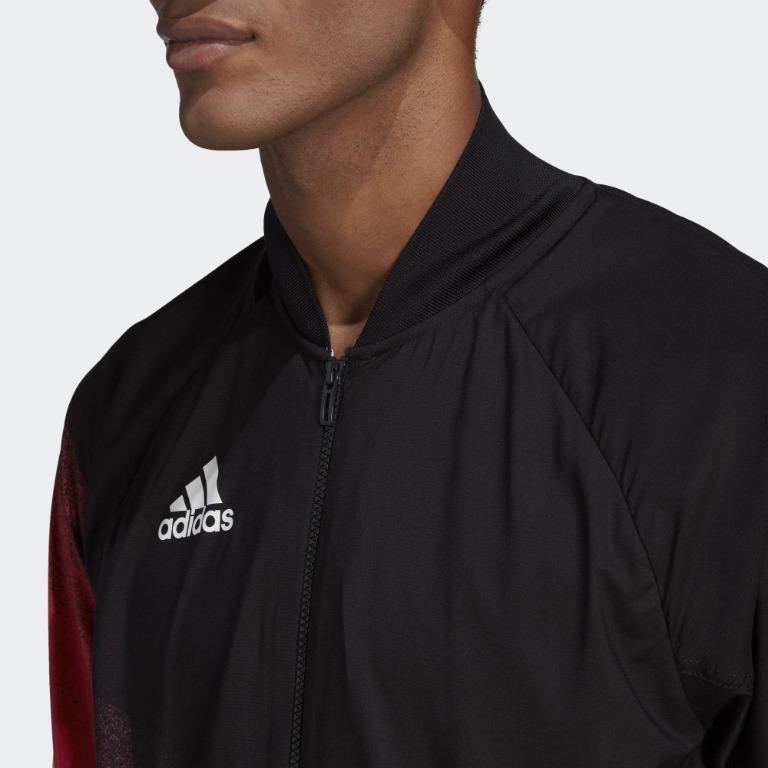 adidas Спортивная Повседневная Минималистичная Куртка на Молнии Мужские Куртки Черная Красная GF0316