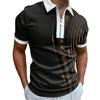 Casual Lapel T-shirt Young Men's Fashion Zipper T-shirt Short Sleeve T-shirt Men's 3D Sea Wave Print T Shirt