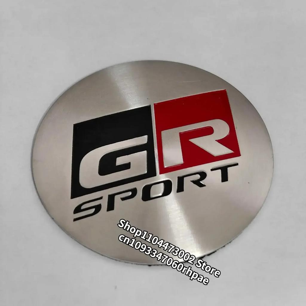 WNIS1 4pcs 56mm 60mm GR Aluminum Wheel Hub Center stickers for Toyota Modified hub center cap sticker Car Accessories