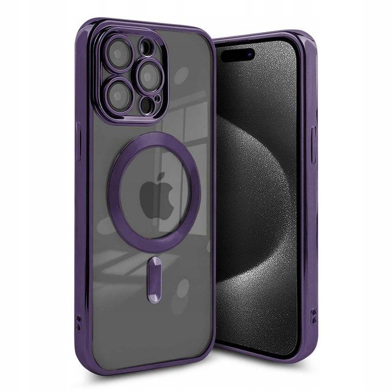 Case for iPhone 15 Magsafe Magshine Reinforced Purple Case + Glass