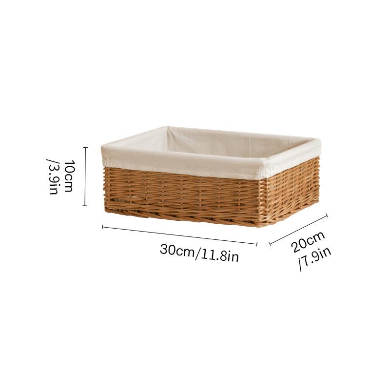 Large Wicker Bread Basket With Linen Liner Handmade Rattan Bread Serving & Storage Basket Snack Sundries Cosmetic Storage Case