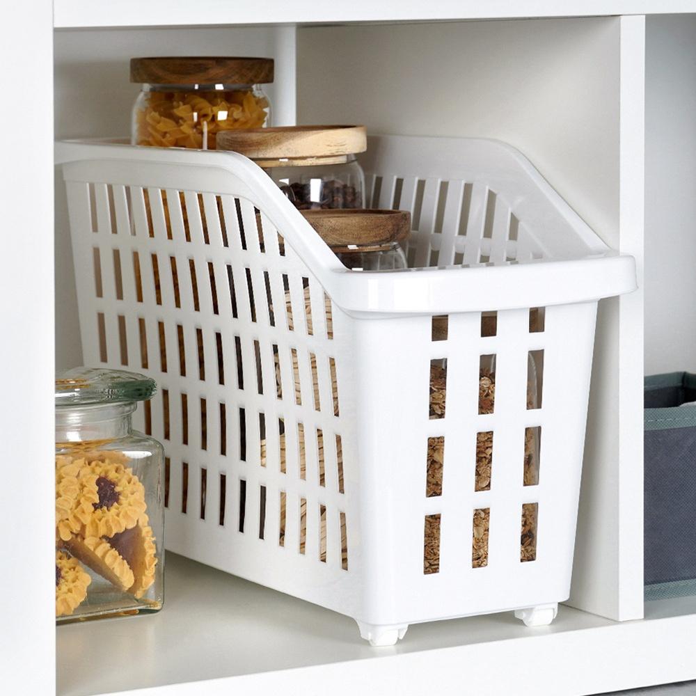 Storage Container On Wheels, White, Narrow, 13 L, 3 Pcs.