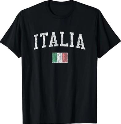 Италия Футболка Винтажная Italia Спортивный Дизайн Итальянский Флаг Футболка