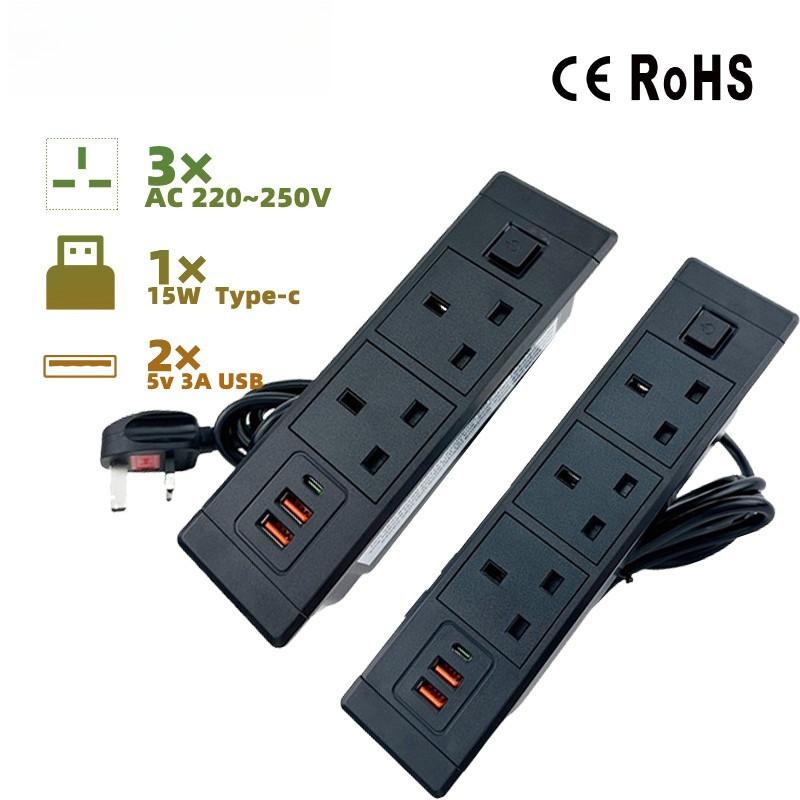 Удлинитель с розетками AC110-250V и портами USB Type-C, встроенная скрытая розетка для стола, для дома и офиса, скрытая розетка