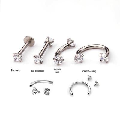 Серьги-пирсинги из нержавеющей стали 16G с цирконом: Пирсинг губы, Кольца для брови, Палочки для козелка уха, Подковы C-образной формы.