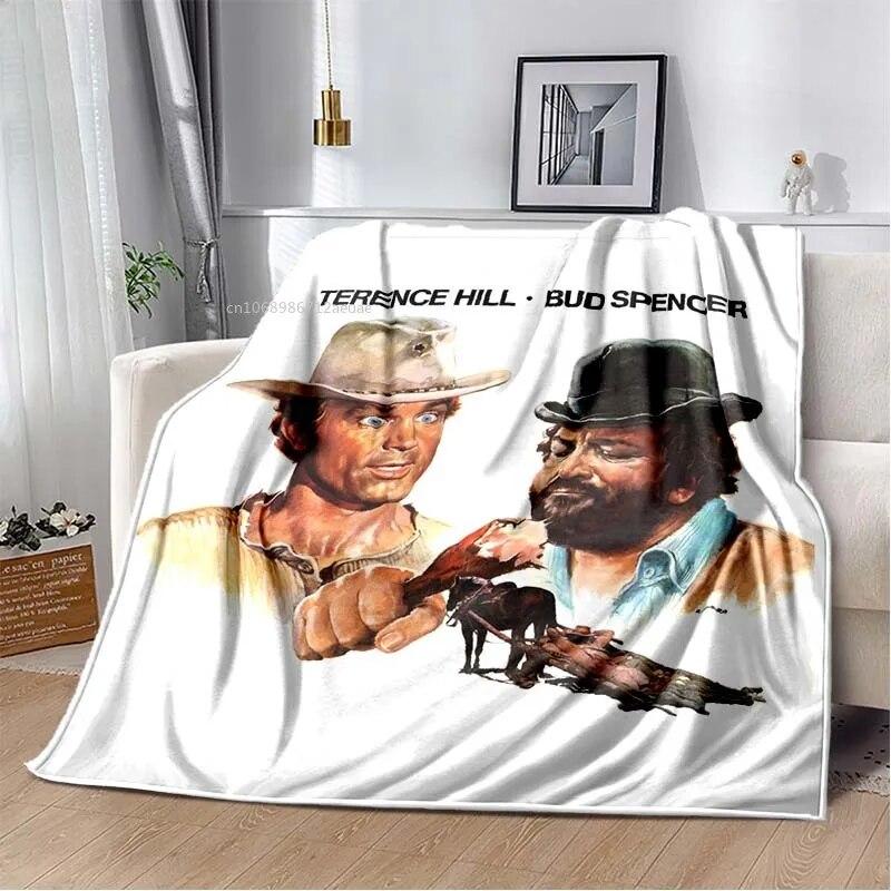 Одеяло с принтом Теренса Хилла и Бада Спенсера, комедийный персонаж, теплое тонкое фланелевое мягкое и удобное домашнее дорожное одеяло, подарок