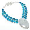 Rainbow Moonstone, Blue Topaz 925 Sterling Silver Gift Jewelry Necklace 18"