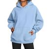 Solid Color Hoodies Hooded Women's Cotton Top Big Pocket Long Sleeved Loose Casual Commute Pullover Shirt Autumn