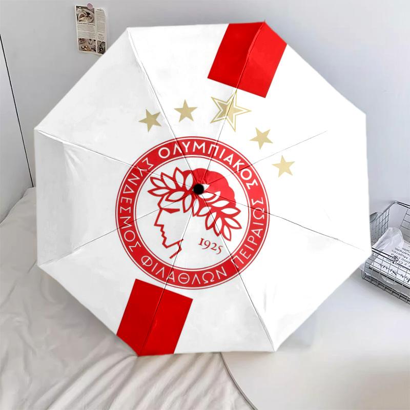Olympiacos CFPpattern, automatic folding umbrella, portable and foldable design, 8 ribs, a Christmas or birthday gift.