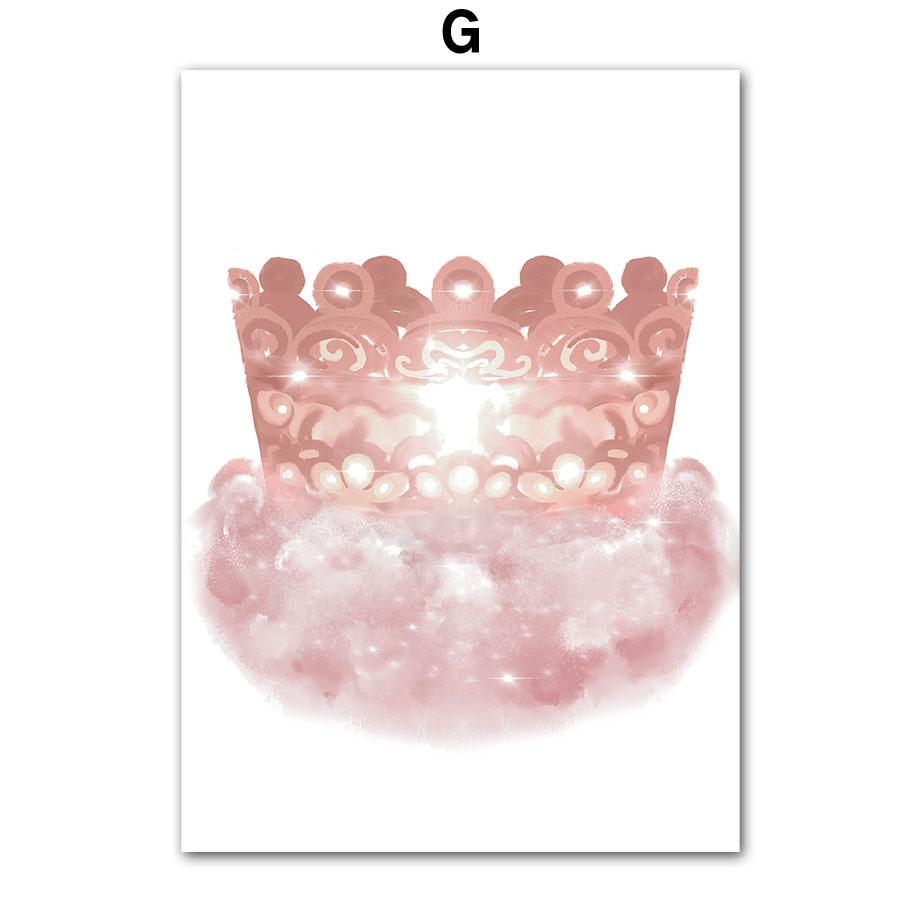 Принцесса Девочка Замок Корона Карета Волшебная Палочка Настенное Искусство Холст Живопись Мультяшные Постеры И Принты Картинки Девочка Детская Комната Декор