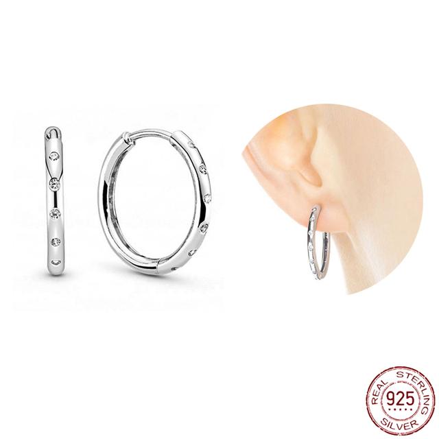 Серьги из стерлингового серебра 925 пробы, настоящее большое сердце, циркон, круглые серьги-кольца для женщин, модные серебряные серьги, ювелирные изделия, подарок