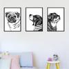 Черно-белое животное, милая собака, холст, мопс, собака, декоративная подвесная картина для спальни, настенные картины для гостиной, животный принт