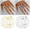 Silver/Gold Color Rings Set Elegant Stacking Geometric Finger Rings Jewelry for Women Daily Outfits Party Accessories