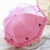 Lace Flower Women Sun Parasol Sunscreen Portable Compact Black Coating Anti UV Rain Umbrella Girl Princess Sunshades Vintage