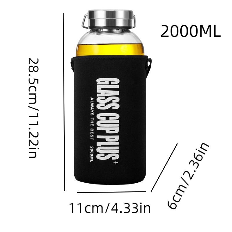 High Borosilicate Glass Sport Water Bottle With Large Capacity Portable And Leak-proof Ideal For Outdoor Activities