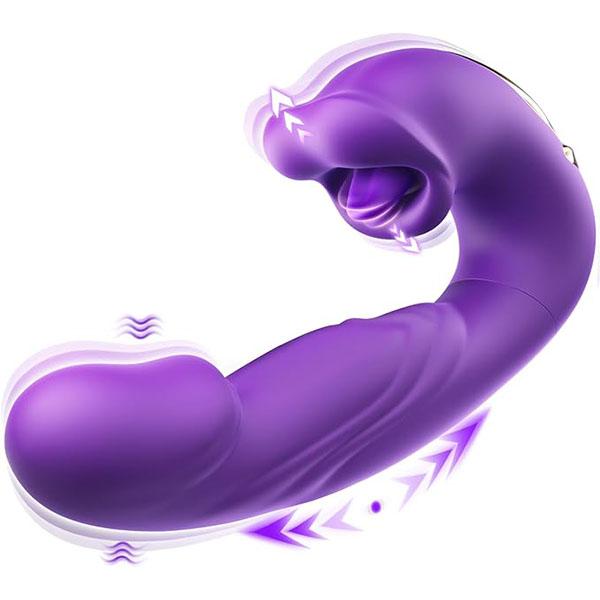 Вибратор для точки G Дилдо Толкающий вибратор Женские секс-игрушки 7 режимов толчков, вибрации и лизания Язык Стимуляция клитора Толкающий дилдо для женщин