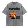 Naranjito Espana Талисман Испании Футбол Винтажная Стирка Футболка Мужская Женская Одежда Мода Футболка с коротким рукавом Стритвир